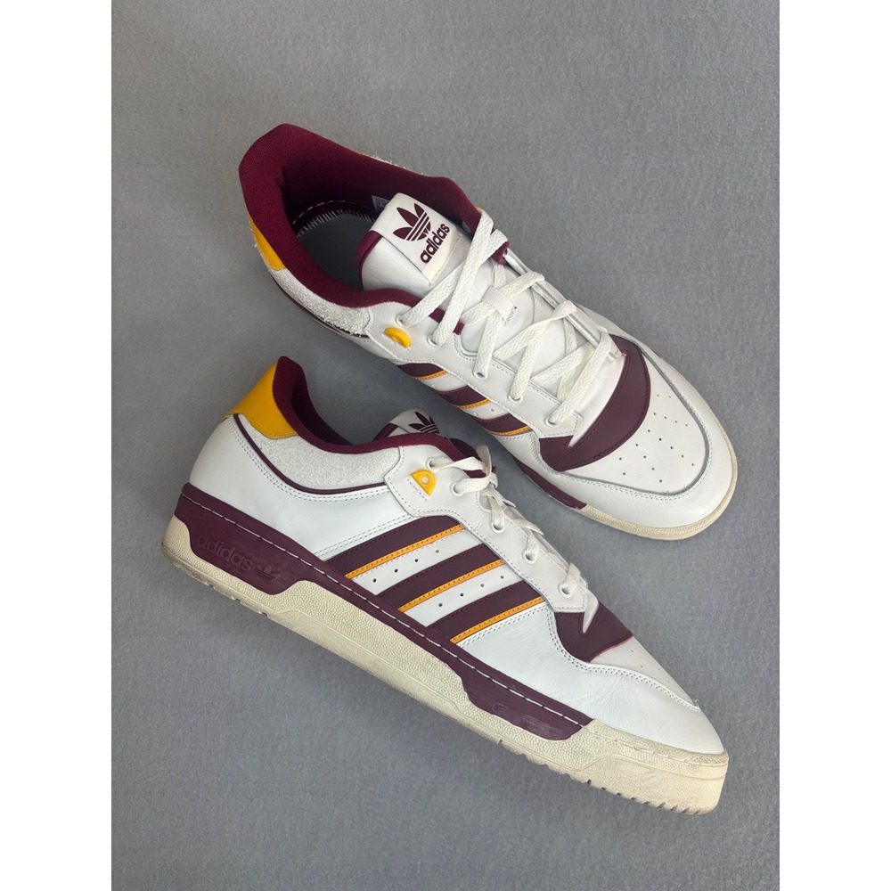 Adidas Rivalry Low Size 17 White Burgundy Gold IE7159 Retro Basketball Shoes